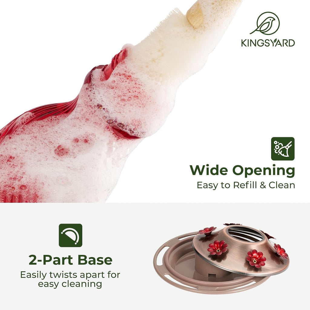 Kingsyard 24 Oz Glass Hummingbird Feeder for Outdoors