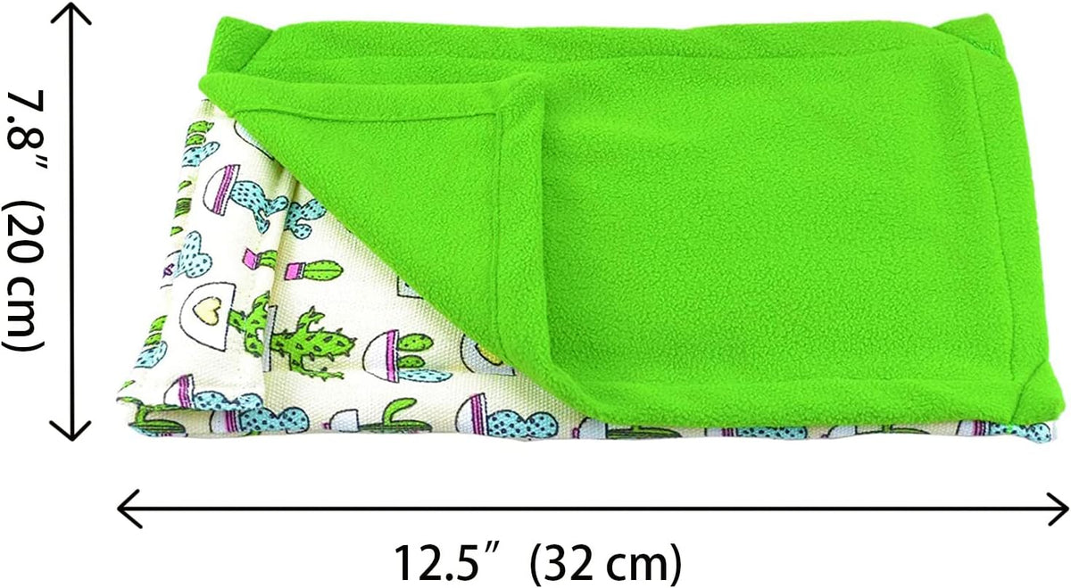 Dnoifne Reptile Sleeping Bag, Reptile Pets' Sleeping Bag Set with Pillow and Blanket, Hideout Habitat with Soft Warm for Bearded Dragon Leopard Gecko Lizard (Green Blanket)