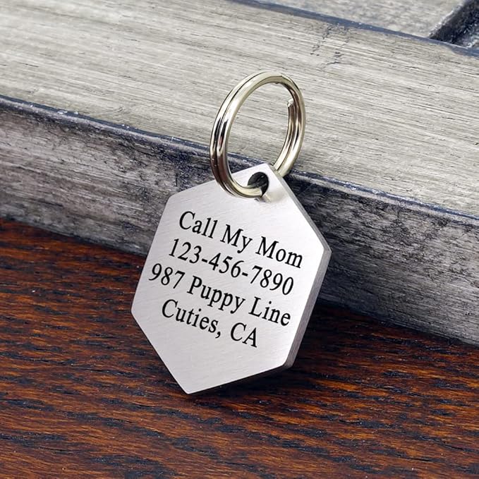 Ultra Joys Custom Personalized Hexagon Dog ID Tag - Image 3