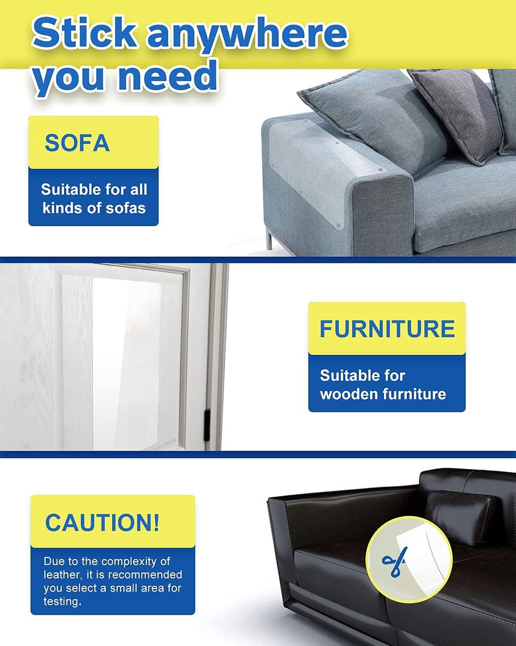 10 PCS Cat Scratch Furniture Protector - Specially Designed for Leather Furniture, Cat Couch Protector Scratching Deterrent, Strong Adhesion, No Residue (16PCS)