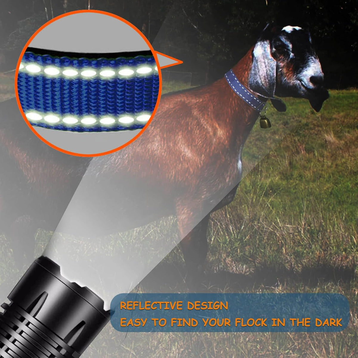 5 Pack Reflective Goat Collars with Grazing Copper Bells and Adjustable Nylon Collar with Anti-Lost Loud Bronze Bell for Farm Animal Goat Sheep Horse Cow(Size:M Neck:14-20")
