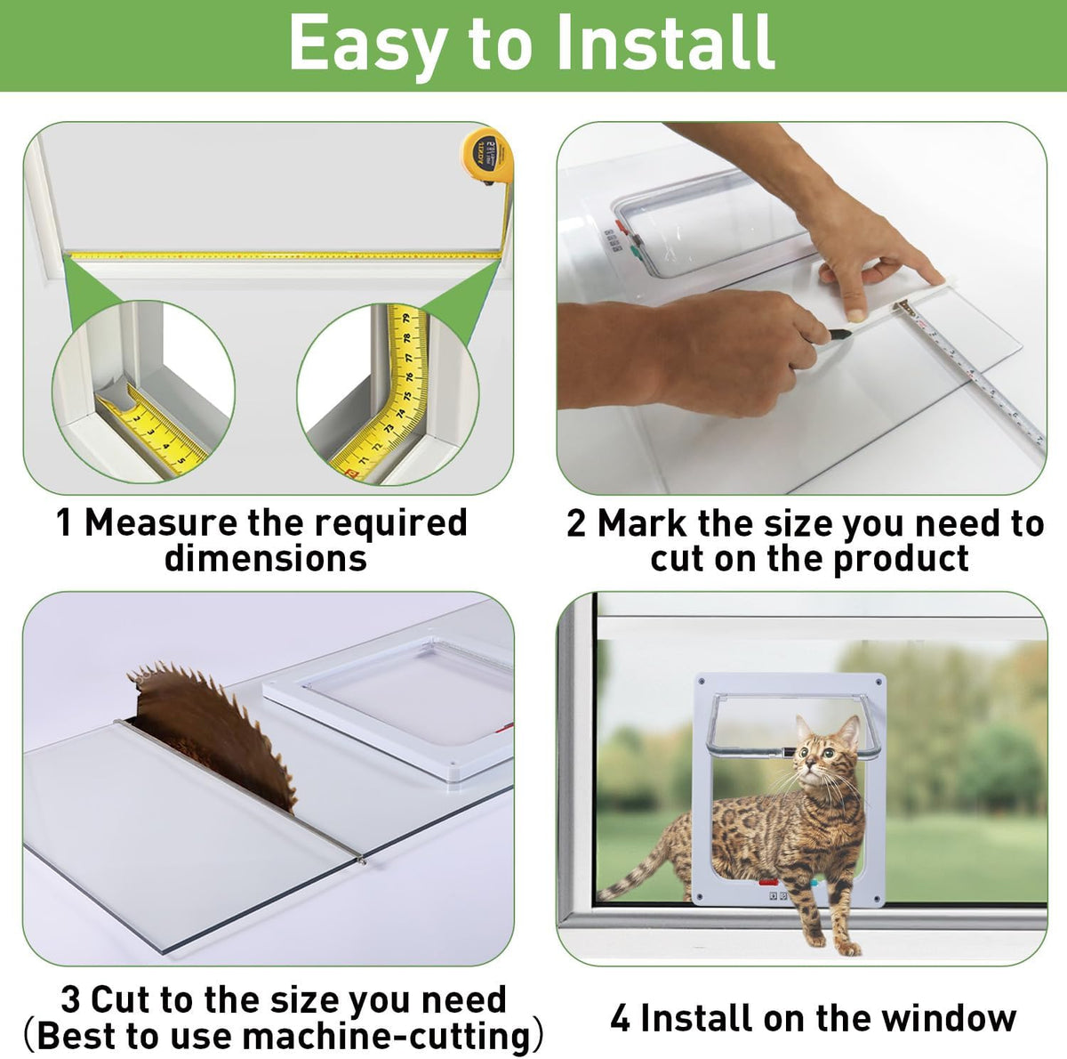 Cat
Door
for
Window,
Fits
18"-28"
Width
Vertical
Window,
Can
be
Cut,
Clear