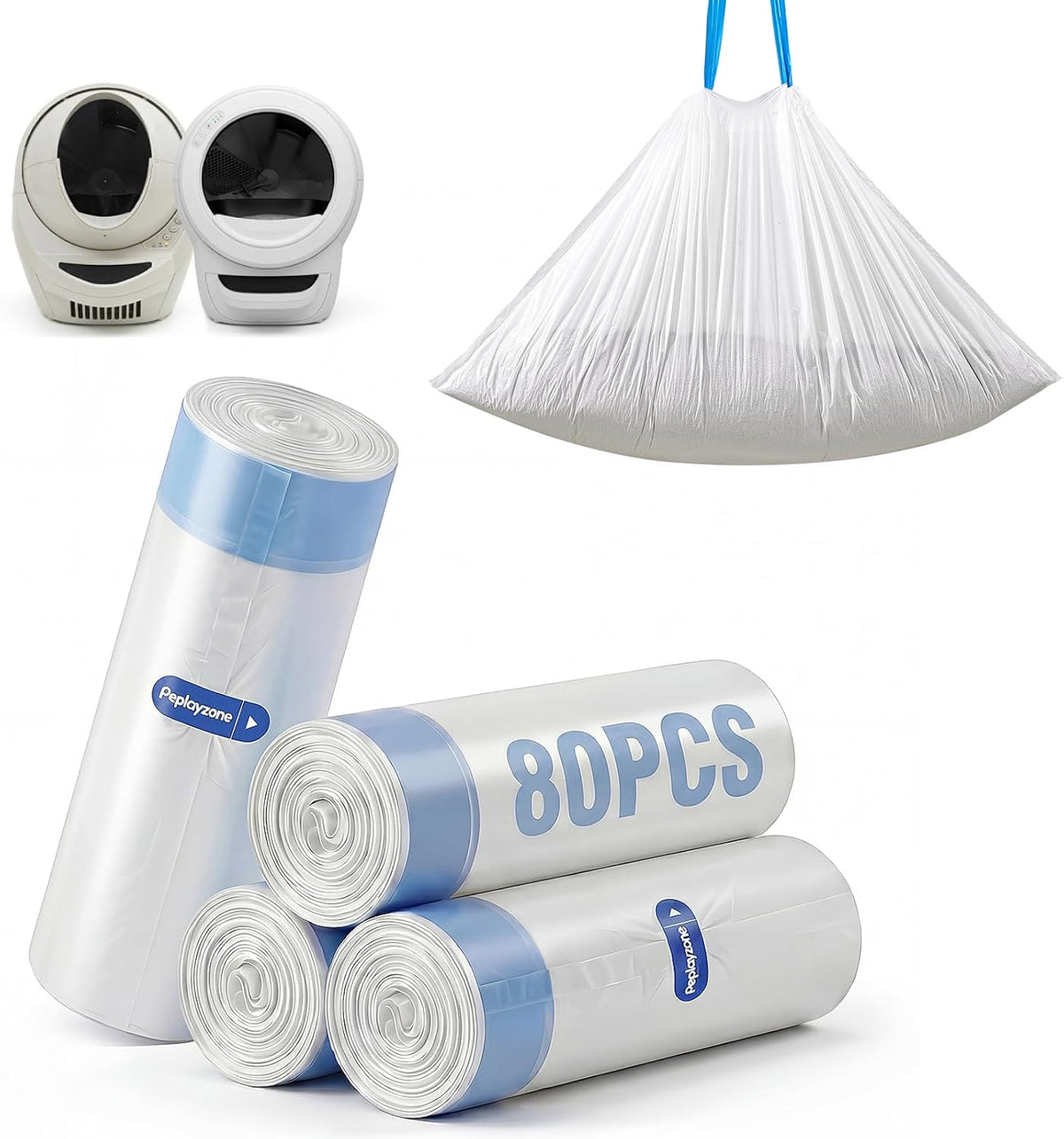120 Count Cat Litter Bags Compatible with Automatic Litter Box Robot 3/4/5