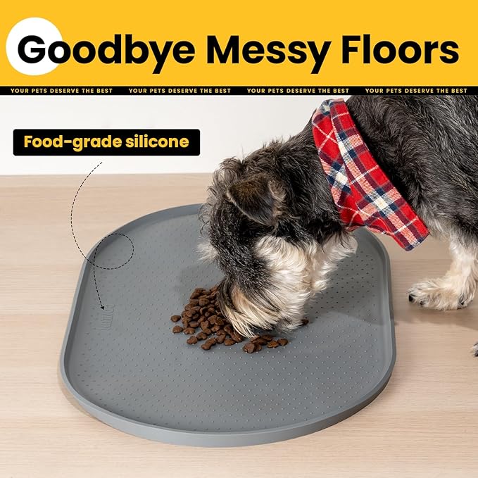 Dog Food Mat, 1/2 Inch Raised Edges Cat Feeding Mat - Image 3
