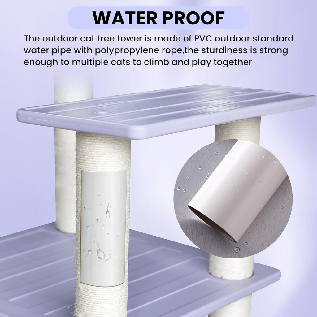 Multi-Level Weatherproof Cat Tree with Scratching Posts for Indoor&Outdoor