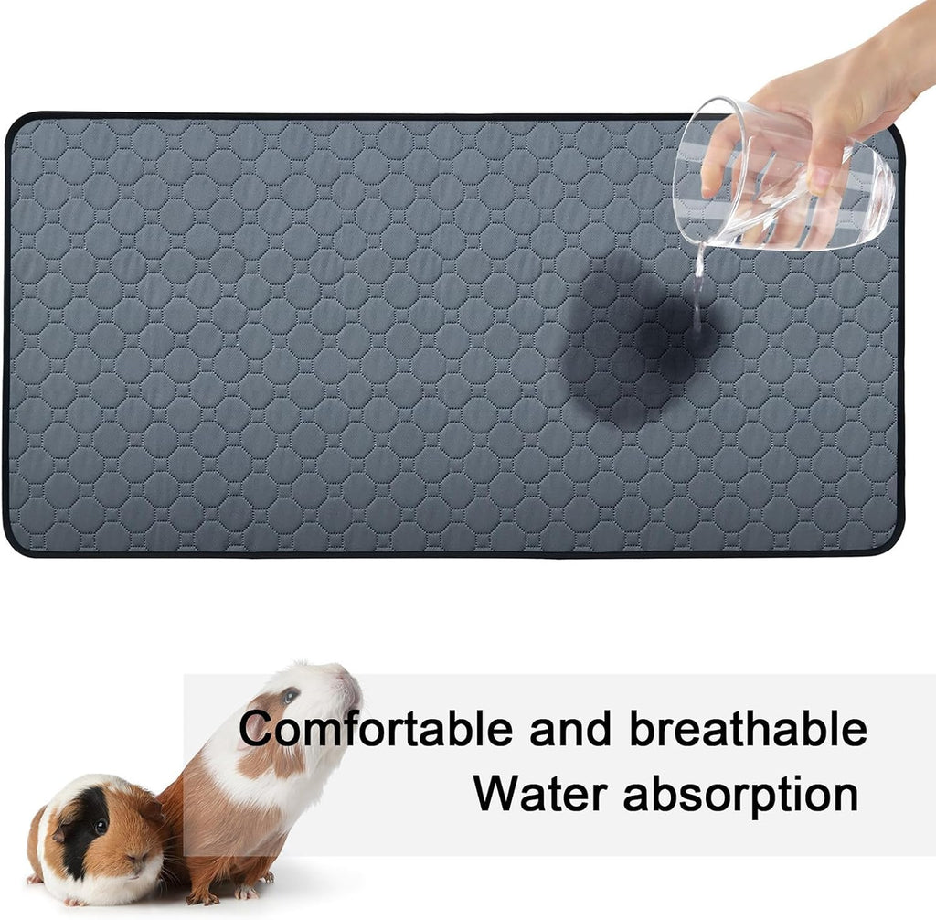2 Pack Washable Guinea Pig Cage Liners & Pee Pads (24"x48") - Waterproof, Super Absorbent, Non-Slip Bedding for Rabbits, Hamsters, Rats