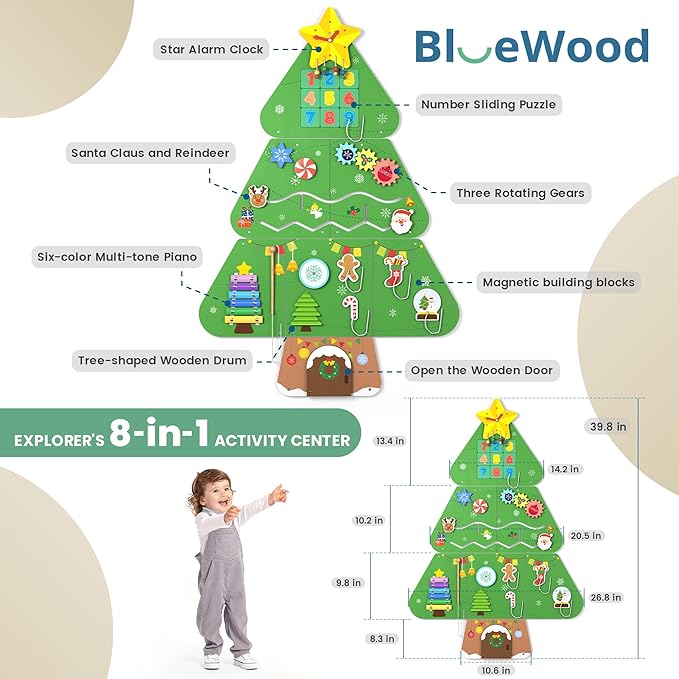BlueWood Wooden Wall Busy Board Panels, Toddler Learning Activity Center - Image 2