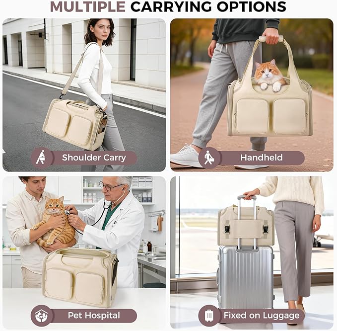 Dog, Cat Carrier for Pets Up to 15 Lbs, Airline Approved Collapsible Soft-Sided - Image 6