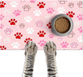 Puppy Paw Print Pet Feeding Mat 24x16 Inch Cute Pet Feeding Area Mat Pet Food by HOMETITUTE