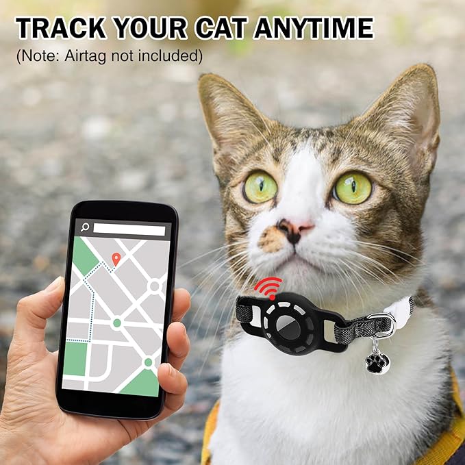 Airtag Cat Collar Breakaway, Stretchy Cat Tracker Collar - Image 2