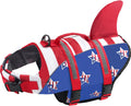 Dog Life Jacket, American Flag Ripstop Shark Dog Life Vest for Swimming & Boating, High Buoyancy Reflective Pet Vest with Rescue Handle, for X-Small/Medium/Large/X-Large Dogs (USA Flag, M)