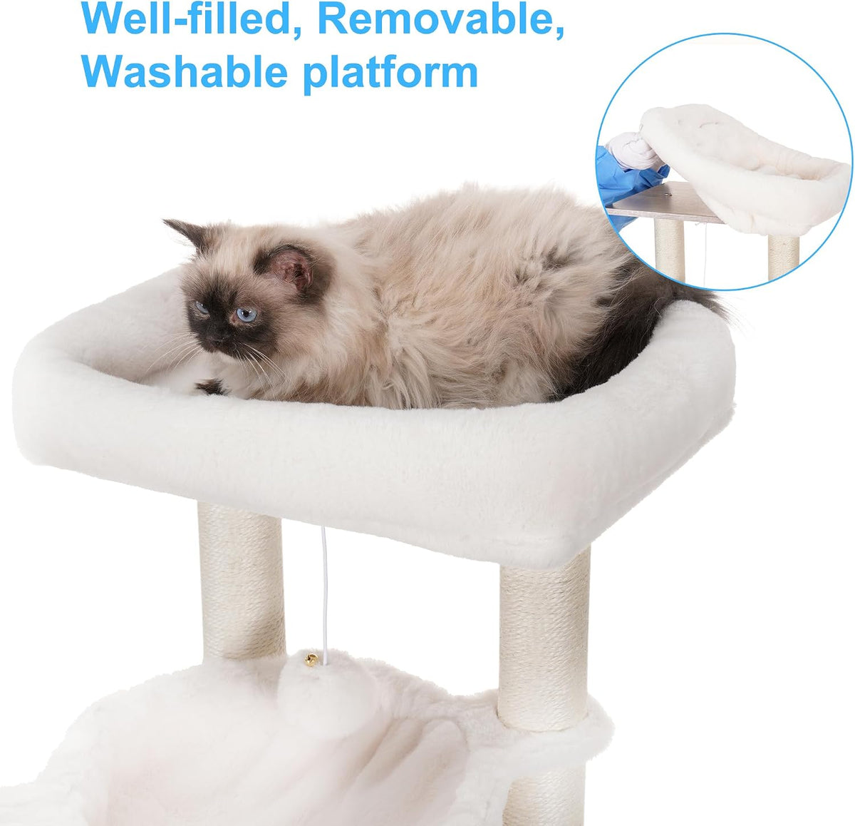 Hey-brother Cat Tree Tower, Wooden Litter Box Enclosure and Condo, MPJ115SG