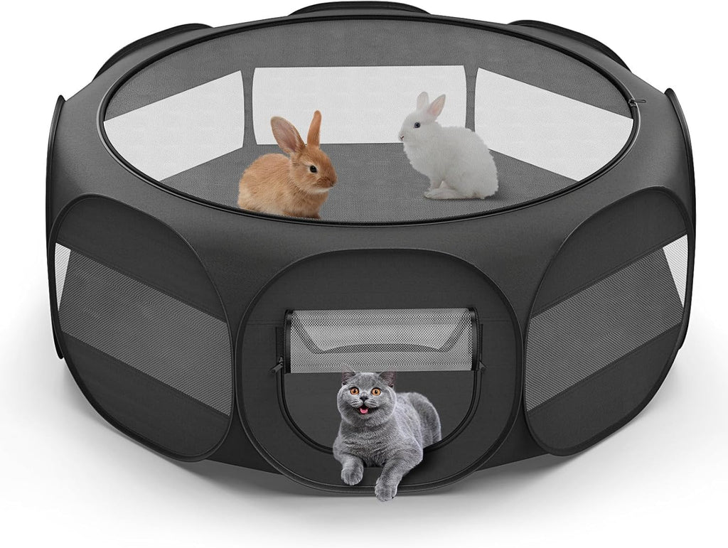 VavoPaw Small Animal Playpen, Chicken Brooder Box with Cover Top, Black