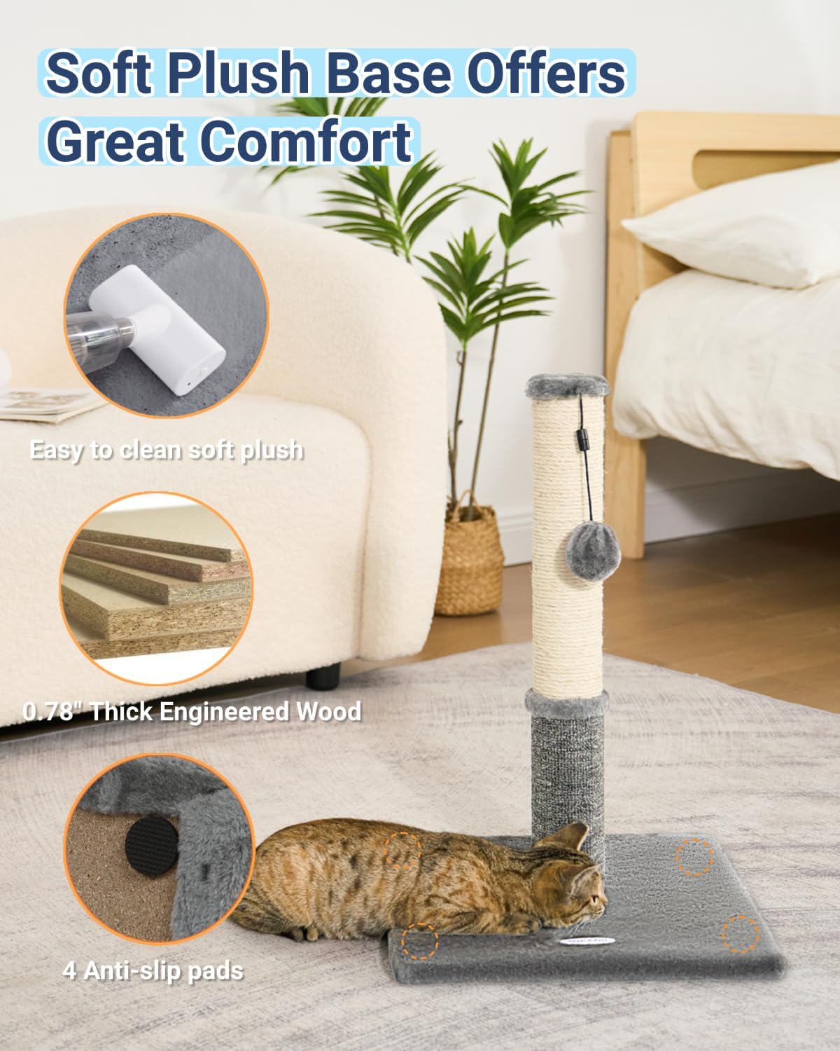 Happi N Pets Cat Scratching Post, Cat Scratchers for Indoor Cats with Toys