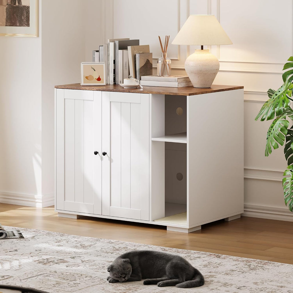 Self Cleaning Litter Box Enclosure, Cat Litterbox Robot Cabinet