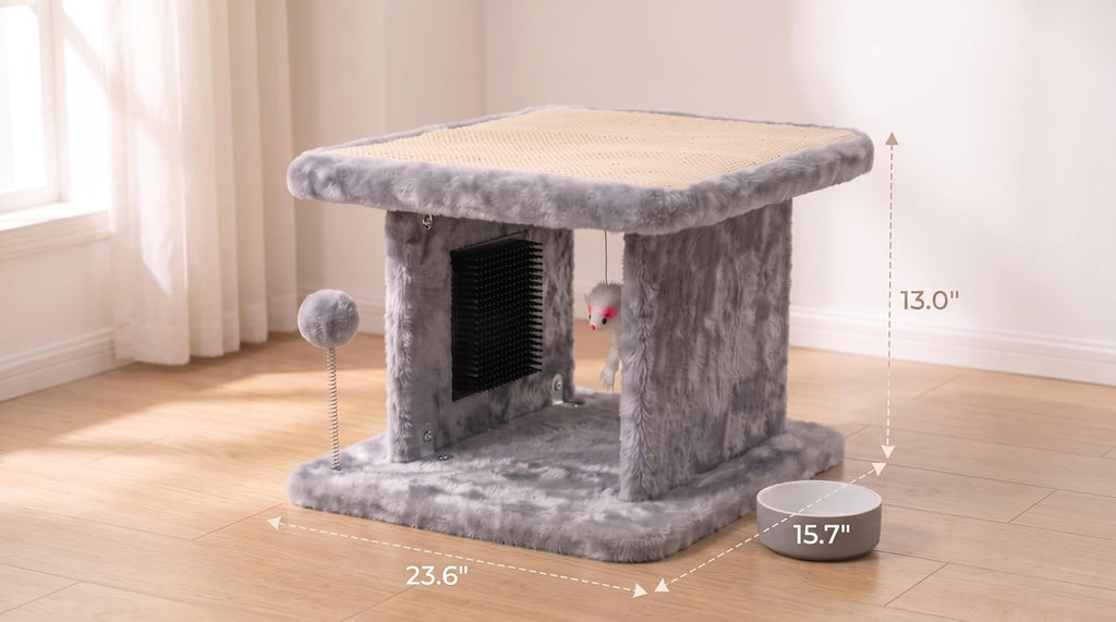 Large Cat Bed with Scratching Post and Combing Board, Sturdy and Durable, Ideal for Small Breeds