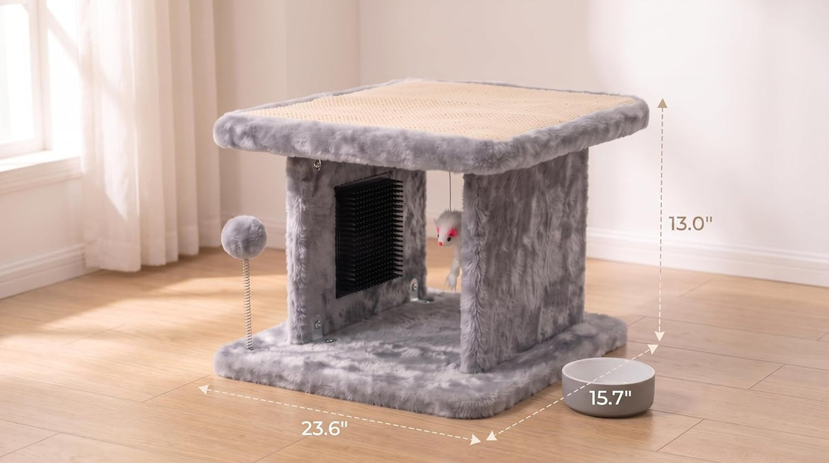 Large Cat Bed with Scratching Post and Combing Board, Sturdy and Durable, Ideal for Small Breeds