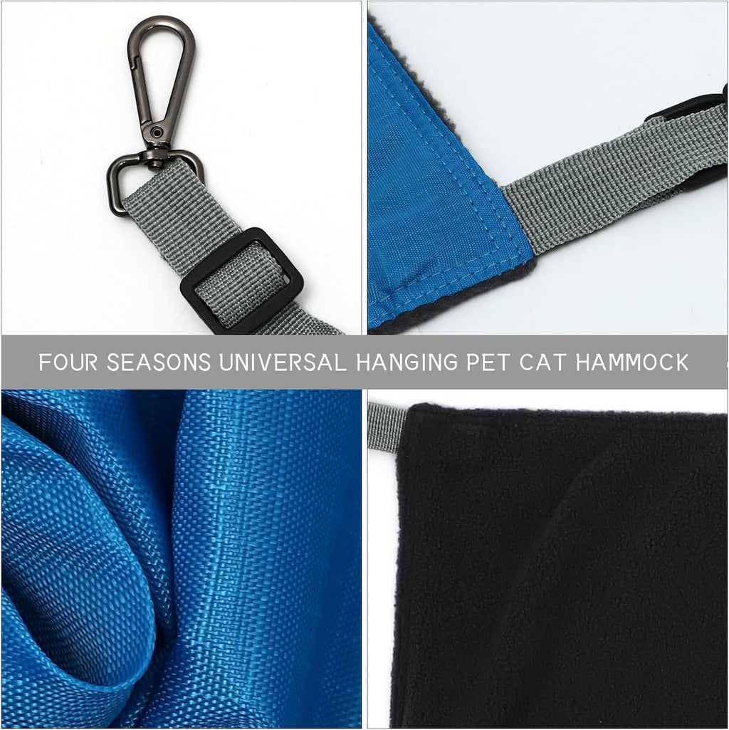 SHINEOFI Waterproof Nylon Cat Hanging Bed Hammock Double-Sided Thickened Blue Pet Swing Bed for Seasons Indoor Cage Use