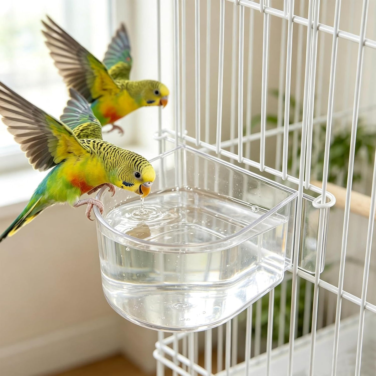 4 Pcs Clear Bird Cage Feeder Bird Cage Seed Water Feeder Cups