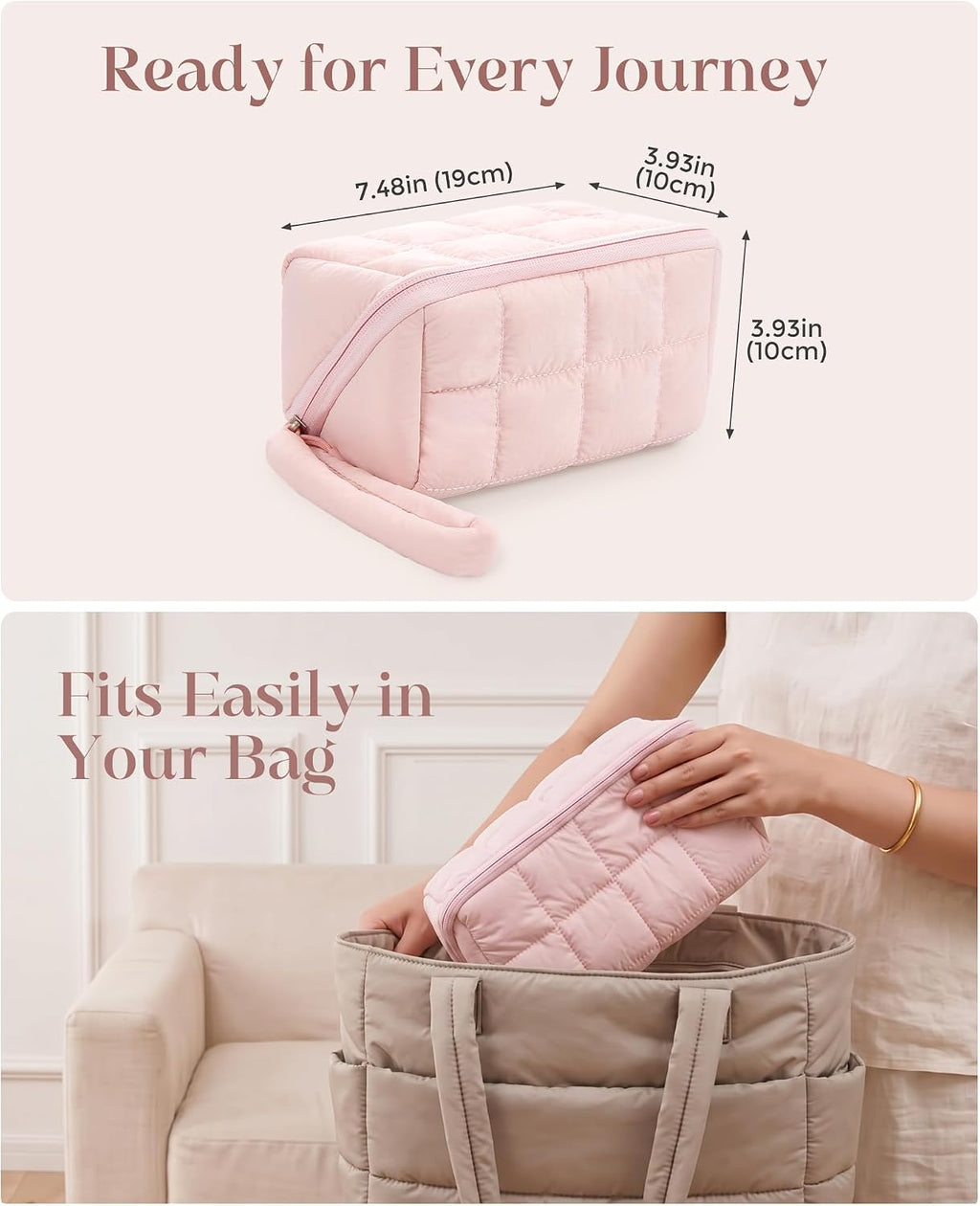 ProCase Travel Electronic Organizer Pouch, Puffy Tech Pouch -M, Pink