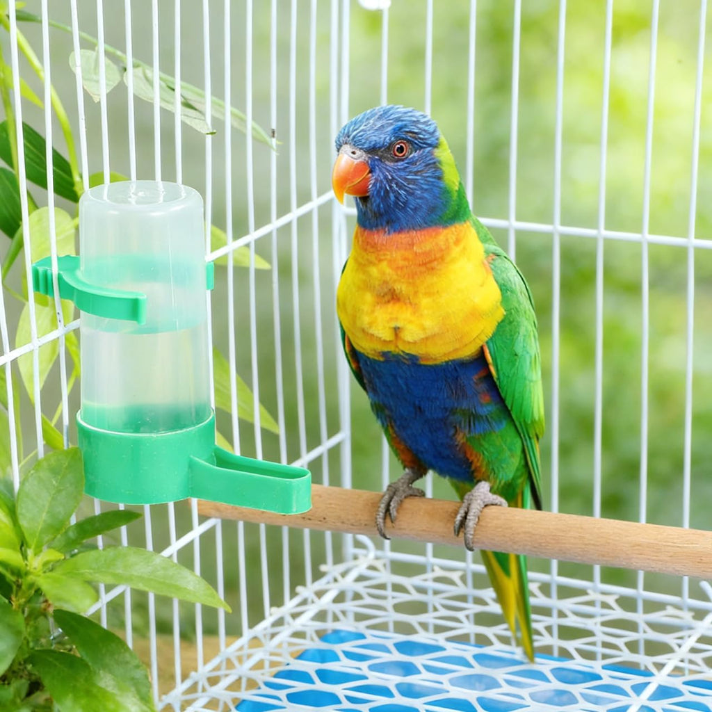 LIOOBO Bird Water Feeder for Cage 10 Pcs Automatic Drinking Bowls for Pigeon Canary Budgie Parakeet Plastic Hanging Water Dispenser for Indoor Outdoor Feeding