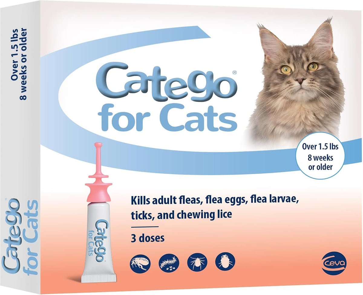 Catego Flea and Tick Prevention for Cats - Over 1.5 lbs, 3 Month Supply