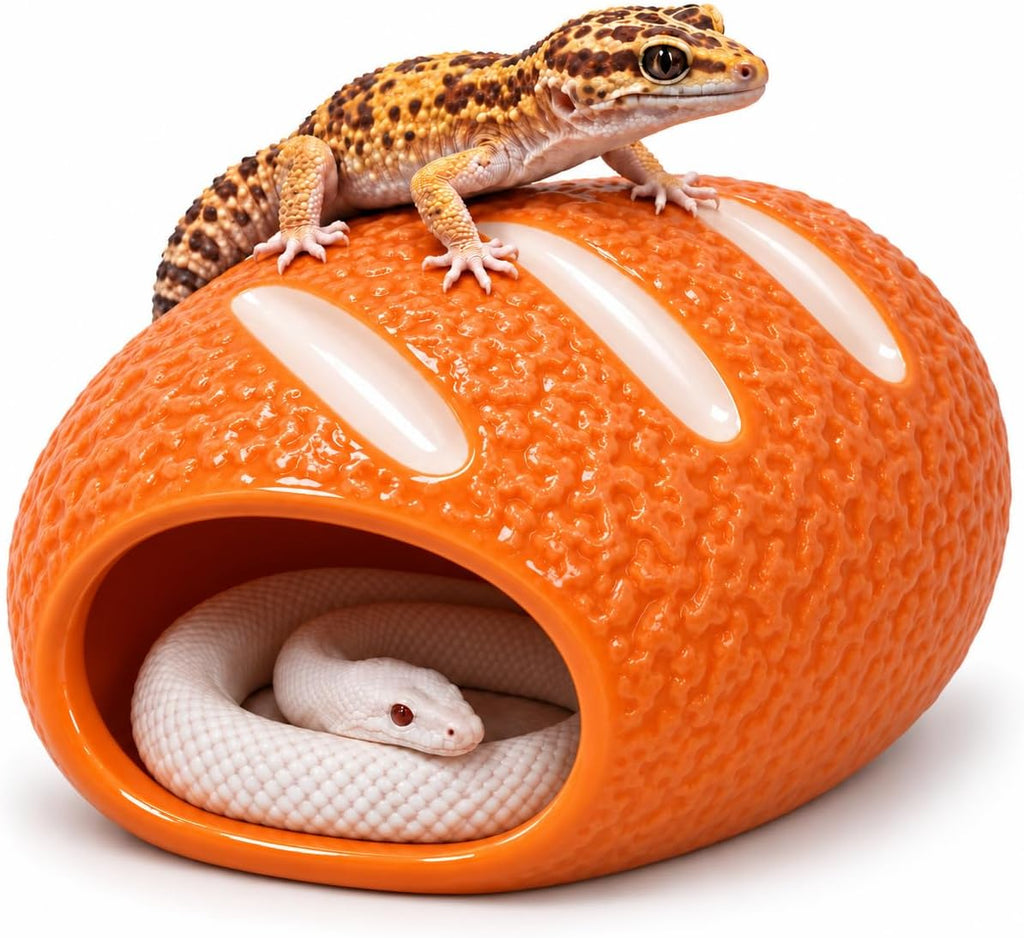 Ceramic Reptile Hide Cave,Cute Reptile Terrarium Decor-Pink