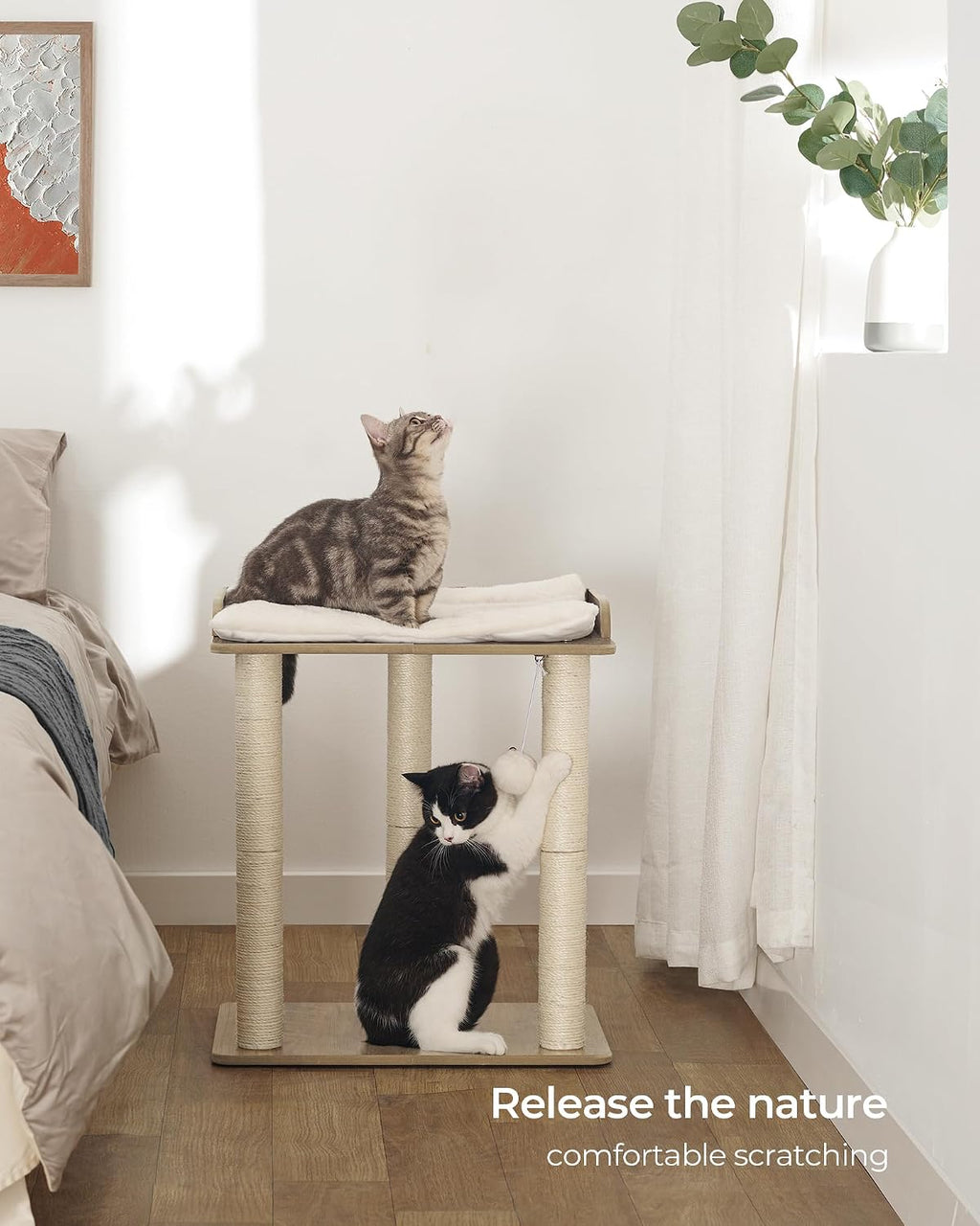 FourFurPets Modern Cat Tree for Large Cats, Full Sisal Cat Scratching Post