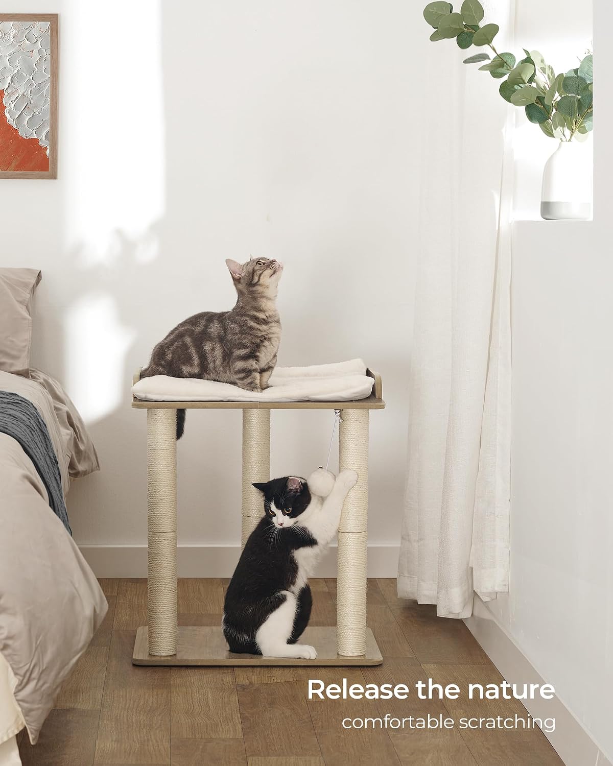 FourFurPets Modern Cat Tree for Large Cats, Full Sisal Cat Scratching Post