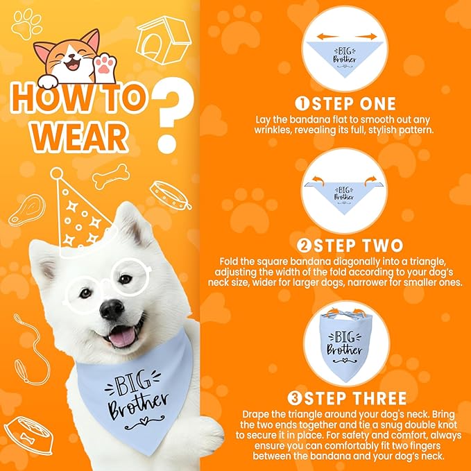 Big Brother Dog Bandanas, Pet Dog Triangle Scarf - Image 4