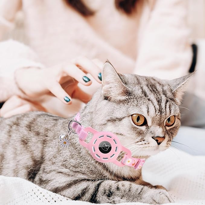 BINGPET AirTag Cat Collar with Bells, Upgraded Safety Elastic Collar with - Image 7