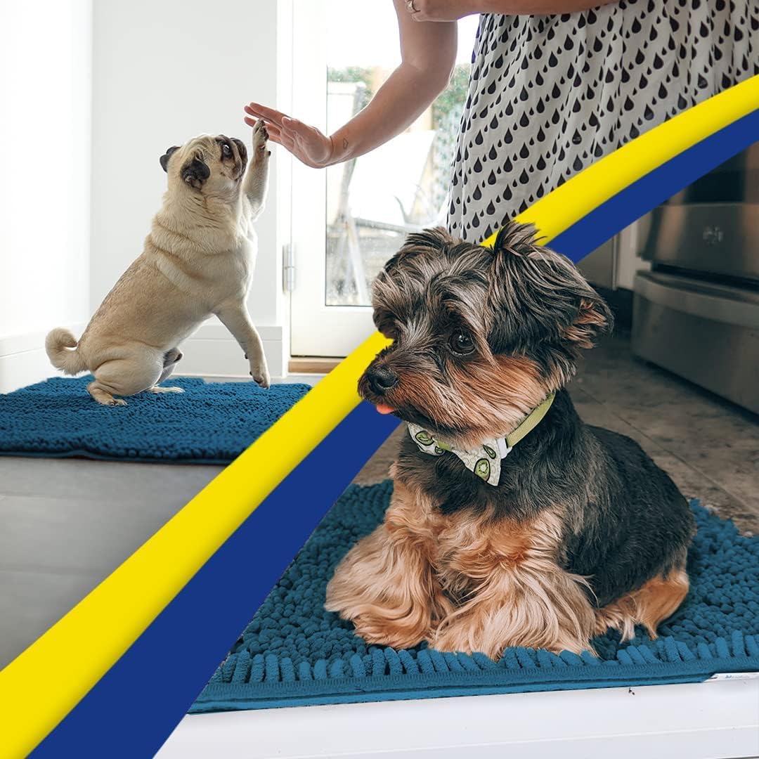 Muddy Mat® | Super Absorbent Door Mat Indoor, Microfiber Quick Dry Chenille Entryway Rug, Non-Slip Front Door Mat, Indoor Mats for Entryway, Machine Washable Pet Rug, Atlantic Blue 59"x35"