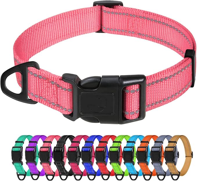 TagME Reflective Nylon Dog Collars, Adjustable Classic Pet Collar by TagME