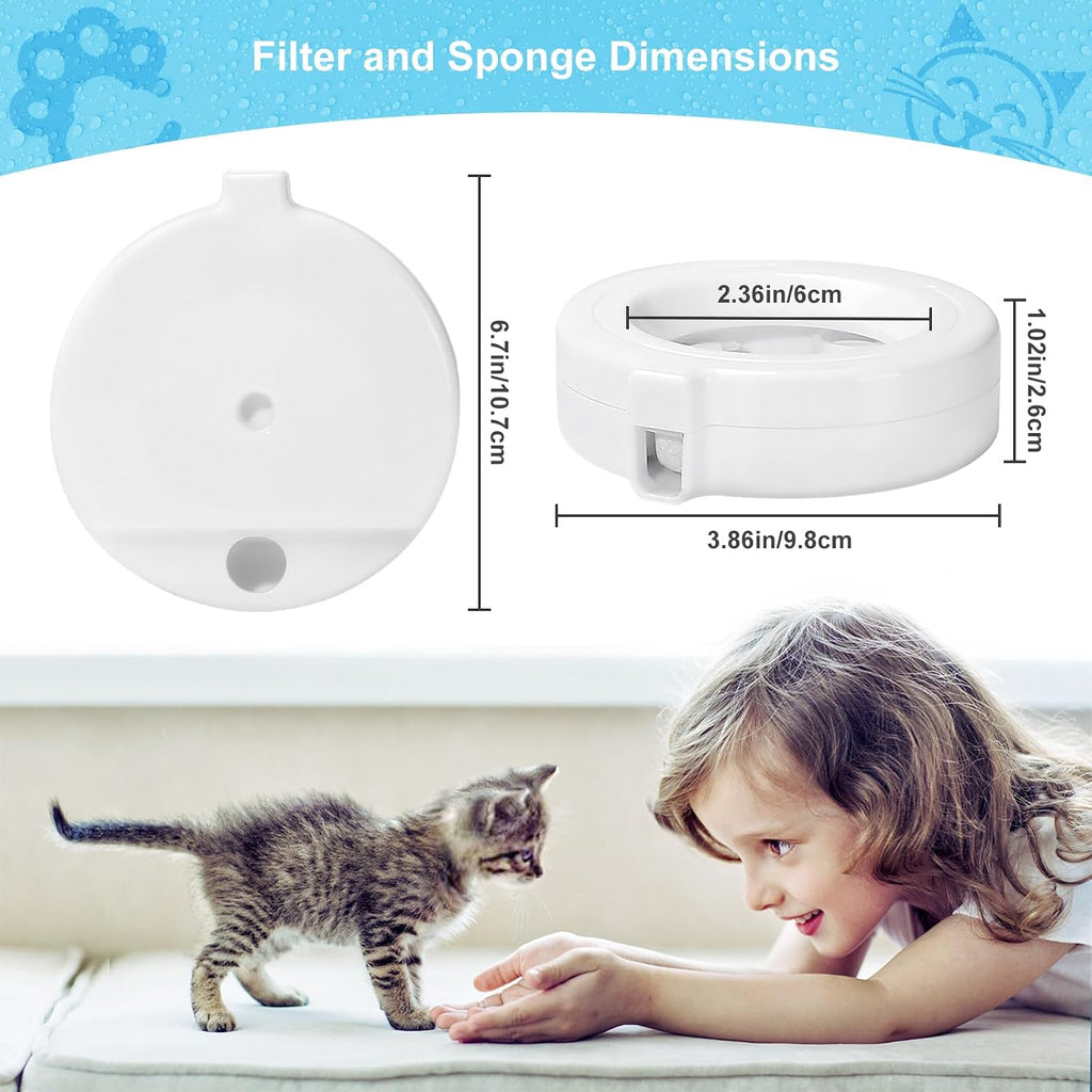 8 Pack Replacement Filters for 3.6L/4.6L/6L/8L Gravity Pet Water Dispenser, YOIHABV Dog Water Filter Replacement, Triple Filtration Pet Fountain Filter, Water Feeder Filter for Cat and Dog(1 Brush)