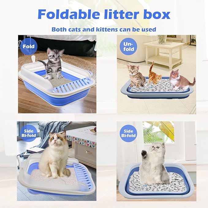 kathson Collapsible Kitten Litter Box, Foldable Anti-Splashing Small Kitty - Image 7