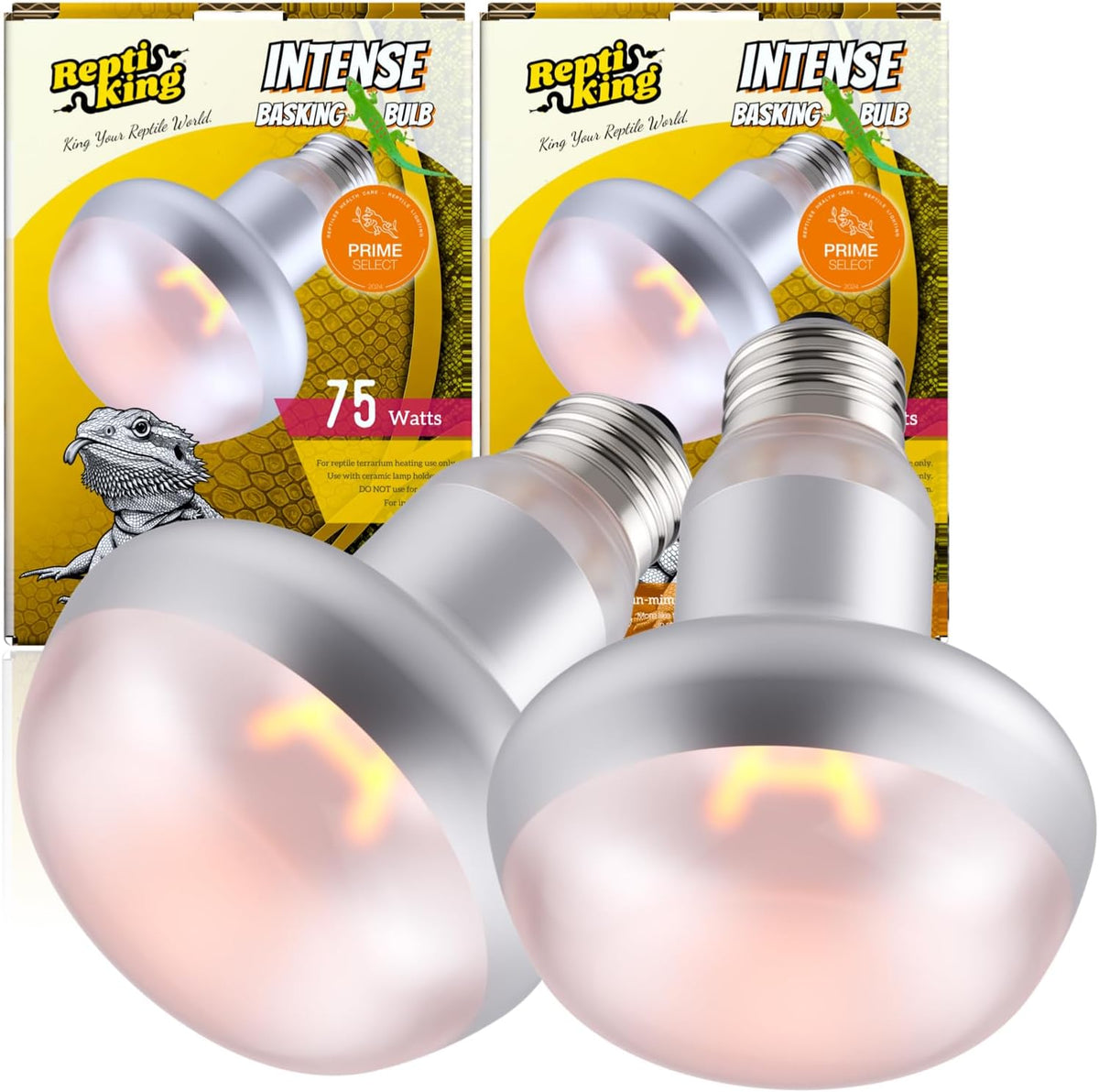 Reptile Heat Lamp, 2 Pack 75W Intense Basking Bulbs Light for Reptiles, UVA Daylight Basking Light for Bearded Dragon, Lizard, Gecko,Turtle, Reptile Heat Bulb