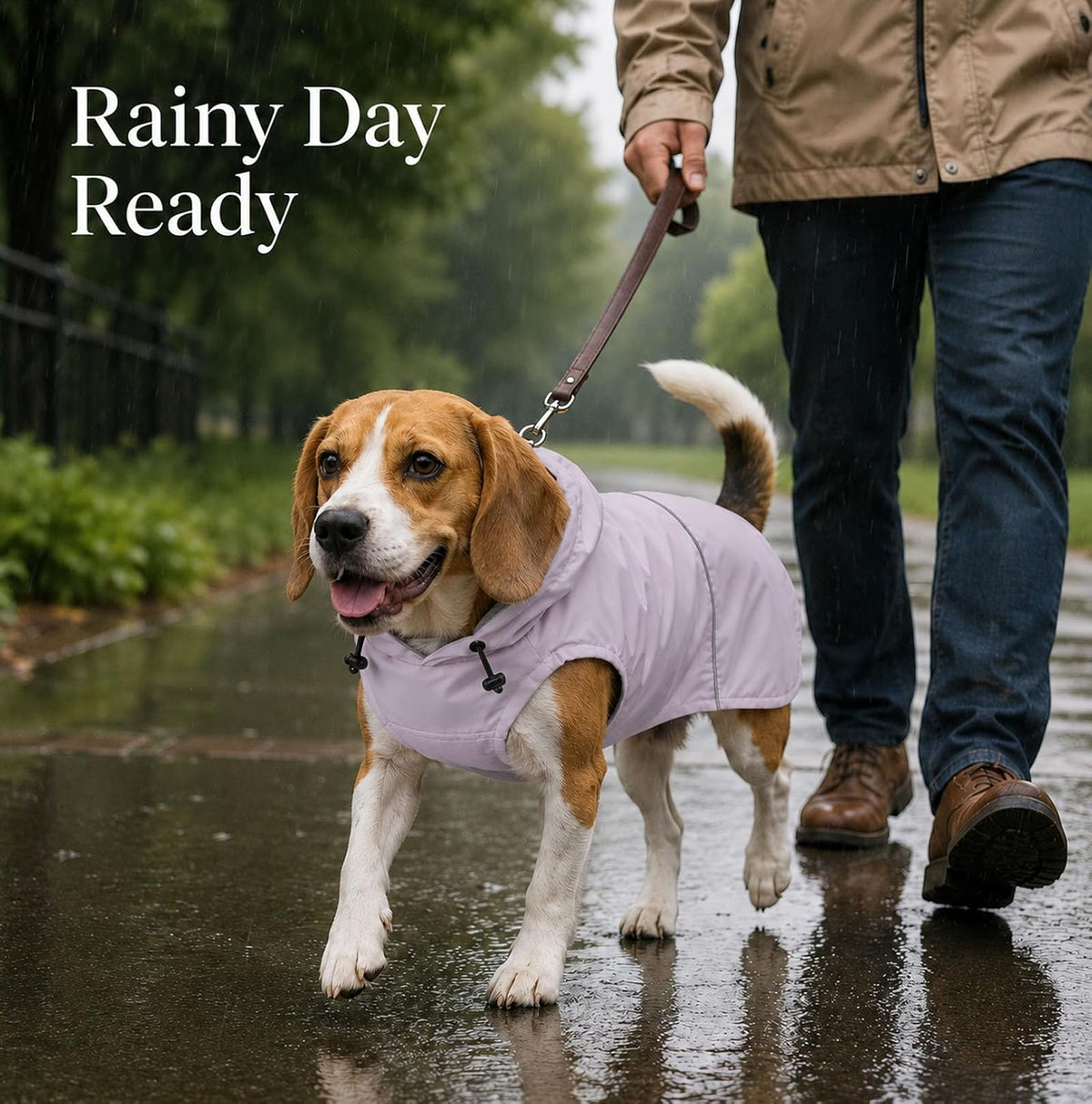 Morezi Dog Raincoat, Waterproof Dog Rain Jacket with Hood & Reflective Rim
