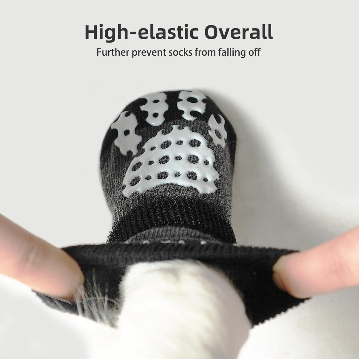 PUPTECK Anti-Slip Dog Socks with Double Sides Grips for Small Medium Large Dogs Hardwood Floors Prevents Licking, Dog Shoes for Hot Pavement Traction Control Paw Protector for Senior Dogs, Grey XS