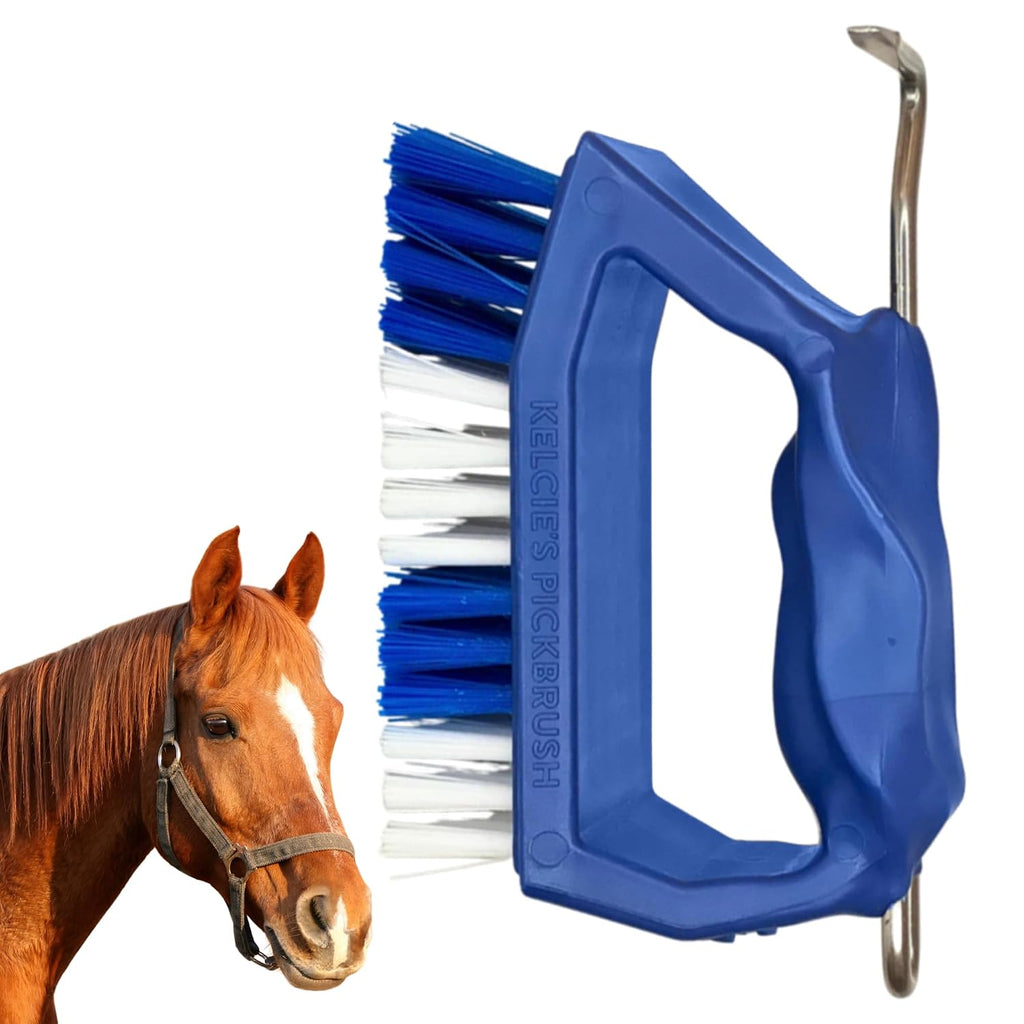 Kelcie's Pick Brush Cleaning Tool - Easy To Use Slip-Proof Grooming Brush For Horses With Great Grip