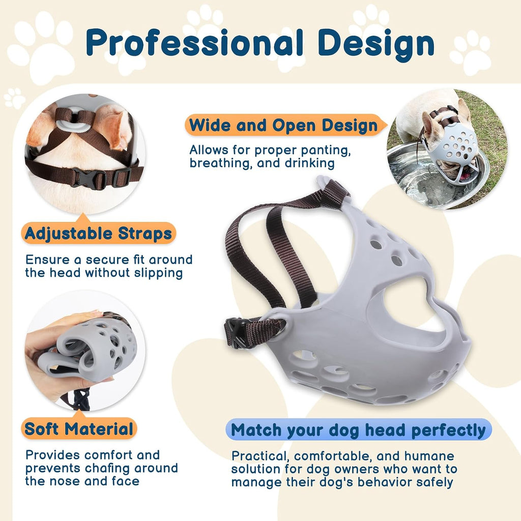 BARKLESS Frenchie Muzzle for Biting, Breathable Short Snout Dog Muzzle
