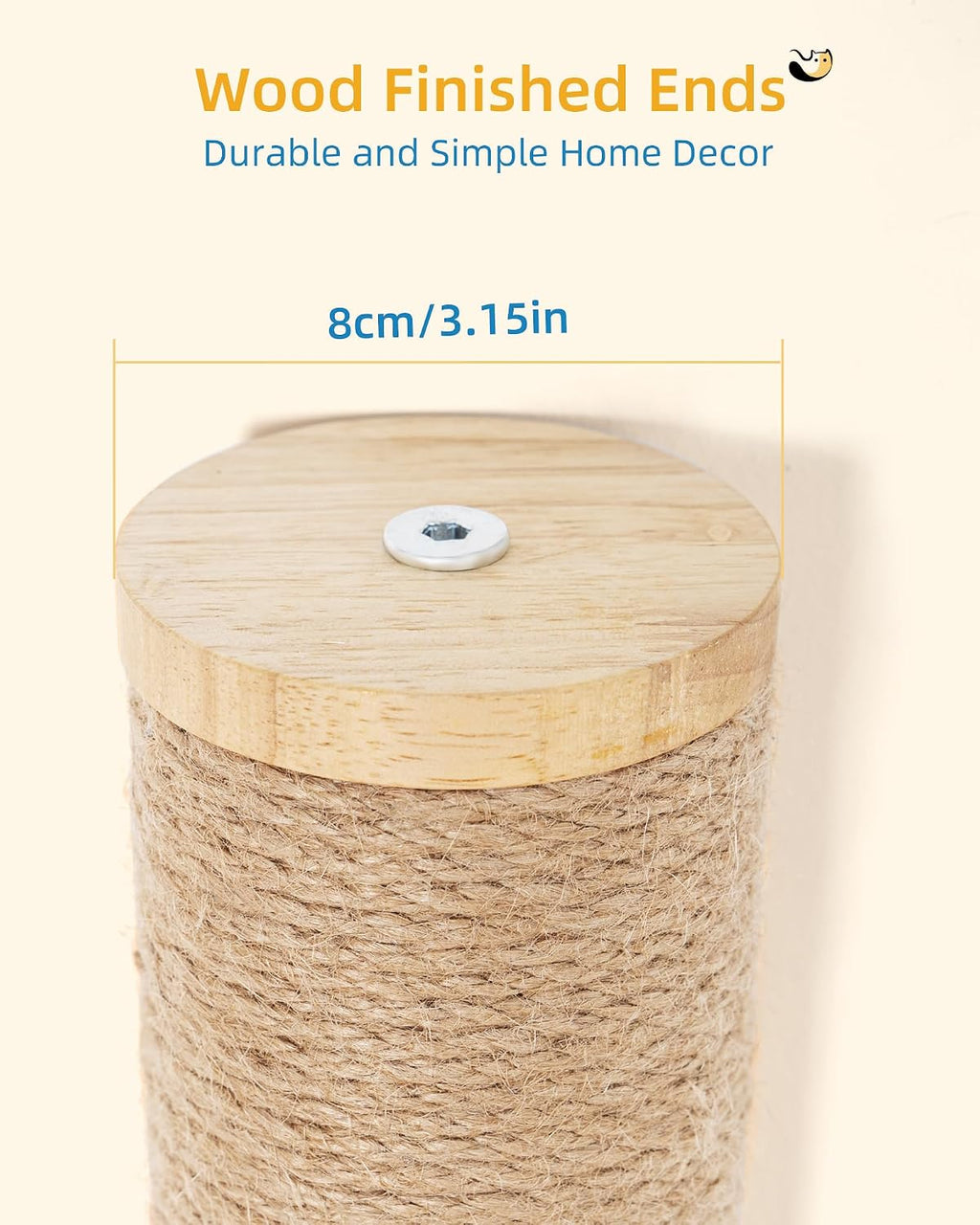 Aechonow 34" Cat Scratching Post, Wood Wall Mounted Cat Scratcher for Cats