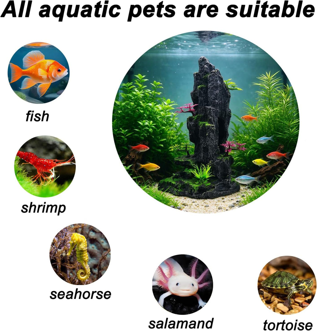 Large Fish Tank Decortion Mountain View Aquarium Rock Tree Plant Decor Cave