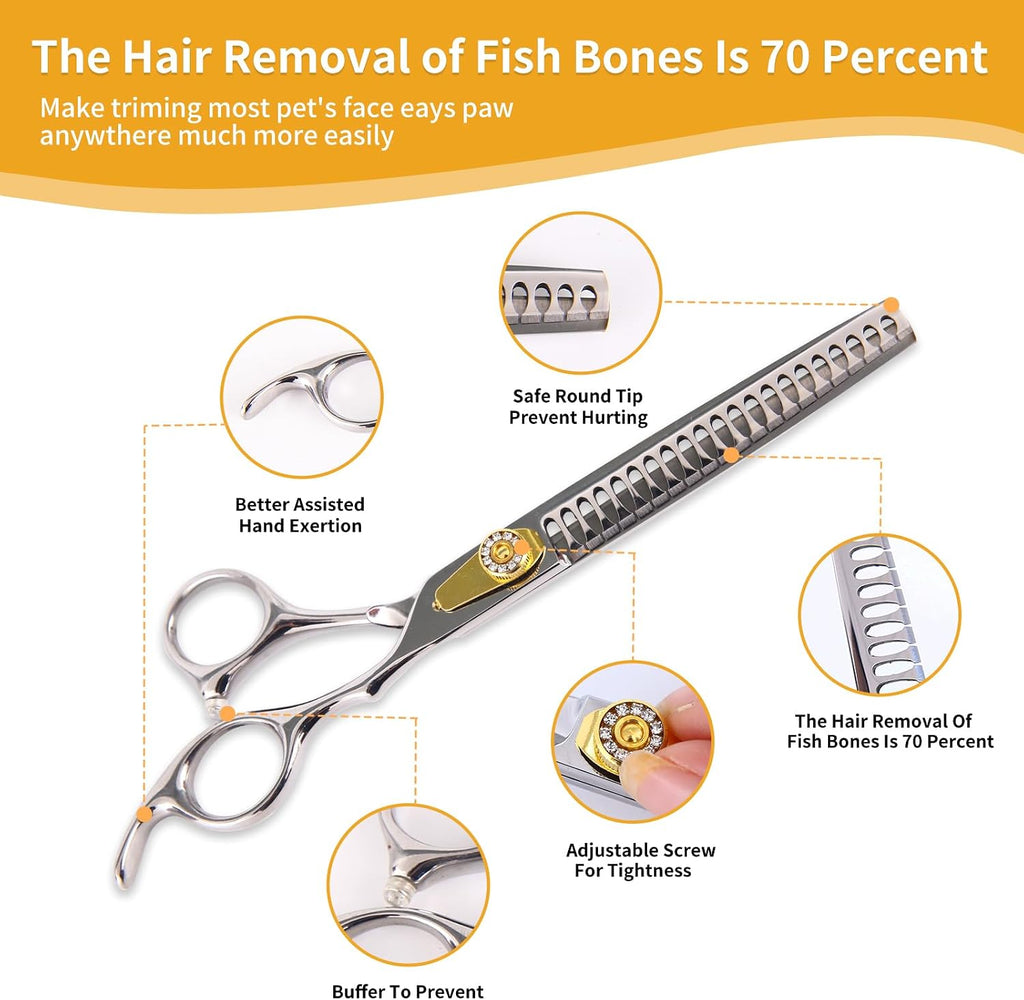 7" Professional Dog Grooming Scissors Kit, 6in1 Grooming Scissors for Dogs