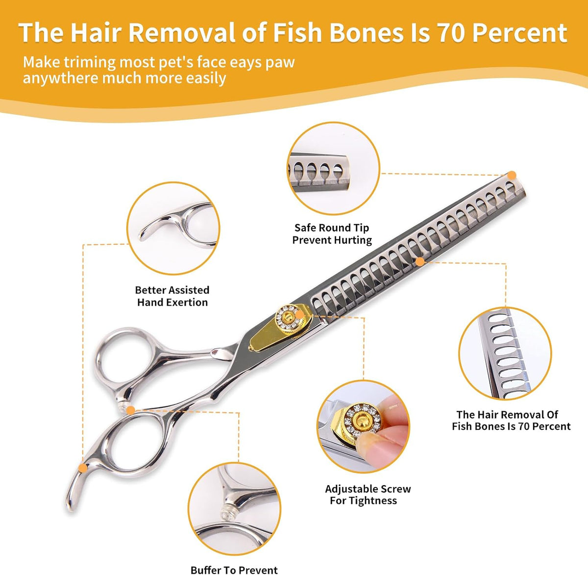 7" Professional Dog Grooming Scissors Kit, 6in1 Grooming Scissors for Dogs