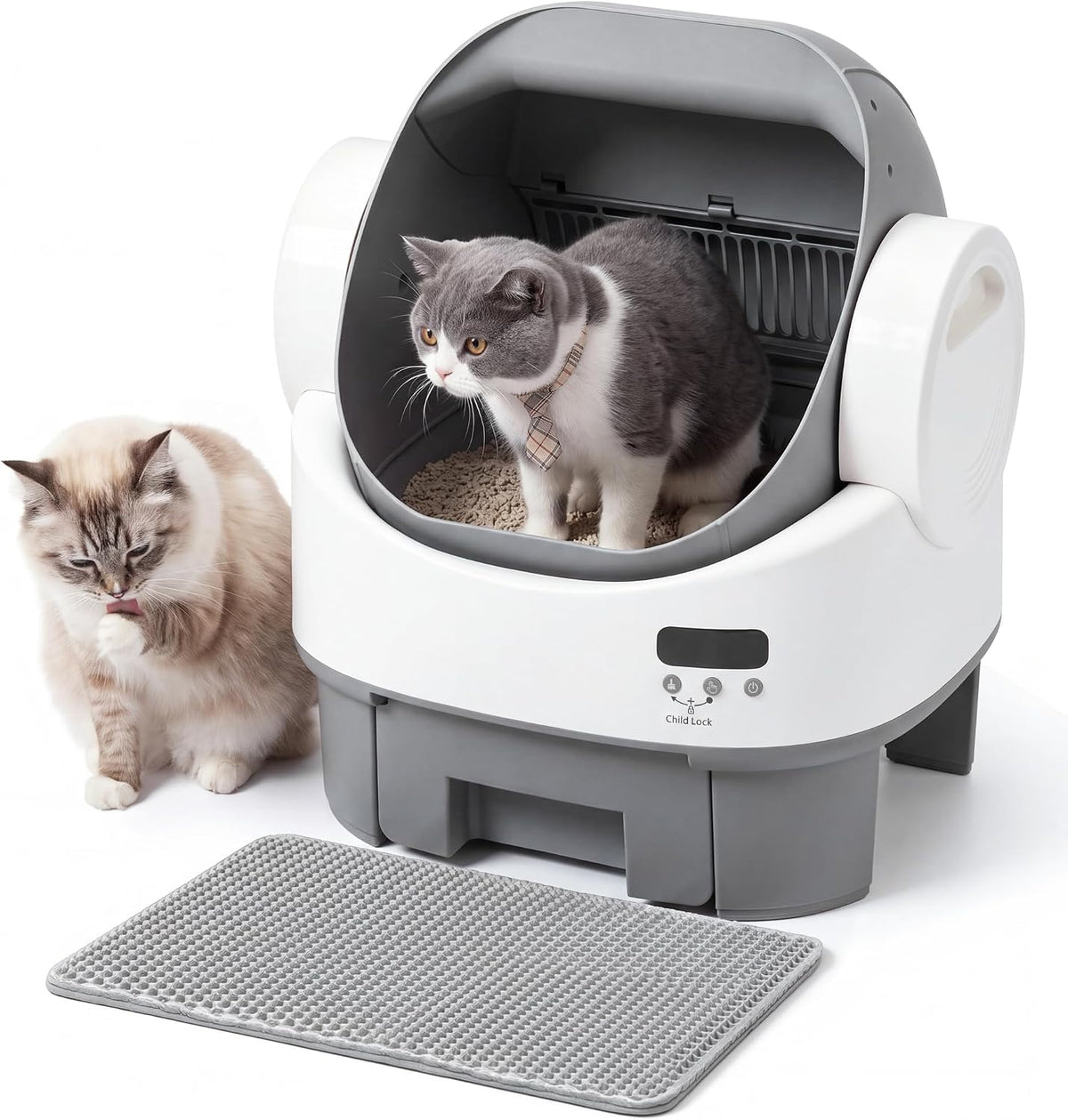 WARCAT Automatic Self-Cleaning Cat Litter Box Open-Top Child Lock Grey