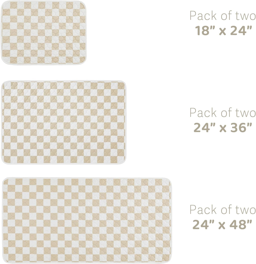 2 Pack Beige Checkered Washable Pee Pads for Dogs, Checkered Reusable Dog Pee Pads, for Puppy Playpen, Crate, Whelping Box, Potty Training, Cute Aesthetic Absorbency, Leak-Proof Non-Slip