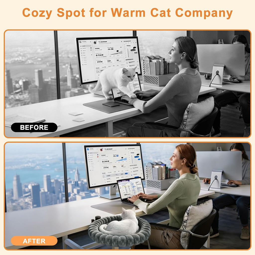 Cat Desk Bed -360° Rotation & Vertical Foldable 20"x17",Removable &Washable