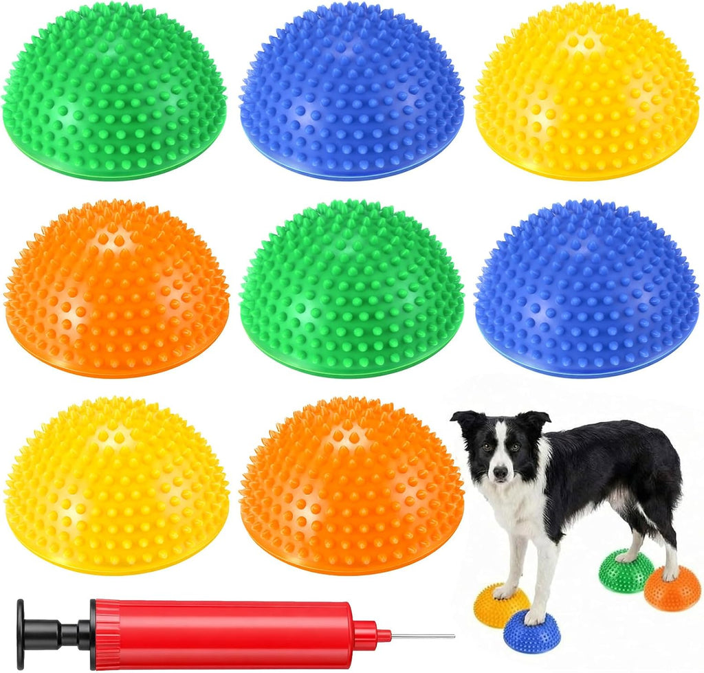 Shappy 8 Pcs Balance Pods for Dog Agility 6.3 x 6.3 x 3.15 Inches Training Platform Dog Exercise Equipment with Pump Pet Workout Tool for Strength, Body Balancing Core, Stability Rehabilitation
