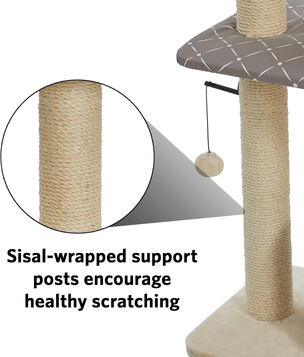 MidWest Homes for Pets Cat Tree | Tower Cat Furniture, 5-Tier Cat Tree w/Sisal Wrapped Support Scratching Posts & High Cat Look-Out Perch, Mushroom/Diamond Pattern, Large Cat Tree