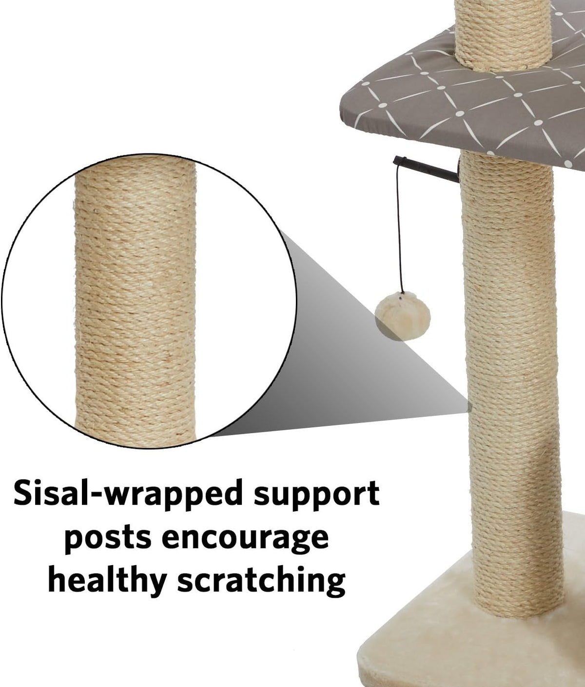 MidWest Homes for Pets Cat Tree | Tower Cat Furniture, 5-Tier Cat Tree w/Sisal Wrapped Support Scratching Posts & High Cat Look-Out Perch, Mushroom/Diamond Pattern, Large Cat Tree